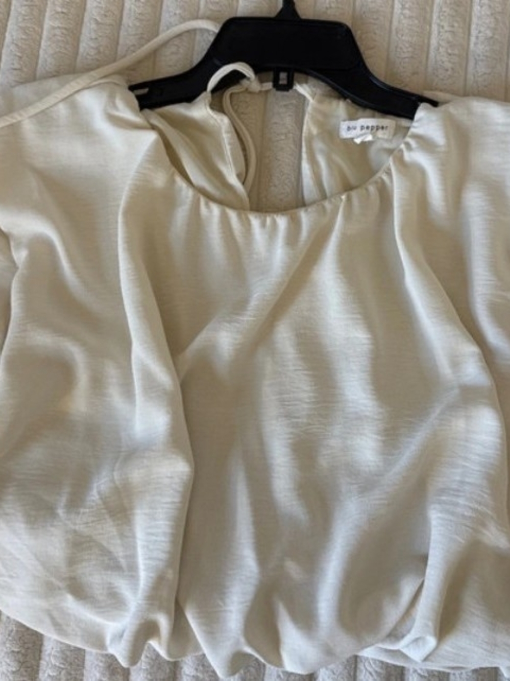 Blu Pepper Cream Ruffle Detail Women's Blouse
